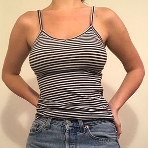 Black and white striped tank